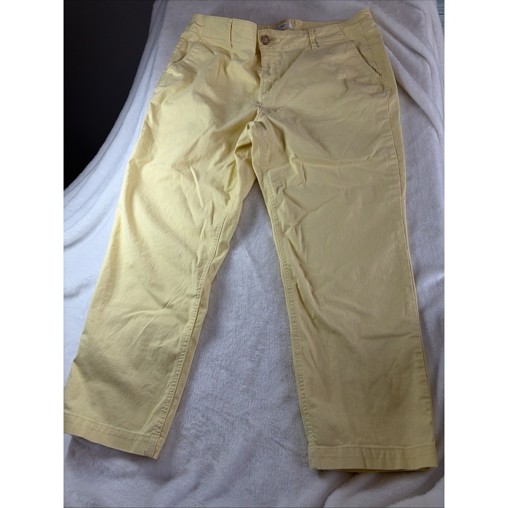 LOFT Monroe Slim Chino Light Yellow Pant Women's Size 14‎ Career Office Spring